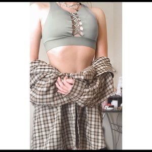 sage green VS pink sports/swim bra